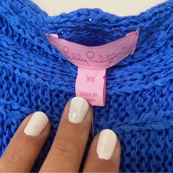 Lilly Pulitzer Blue Sleeveless Knit Top with Fringe - Picture 4 of 10